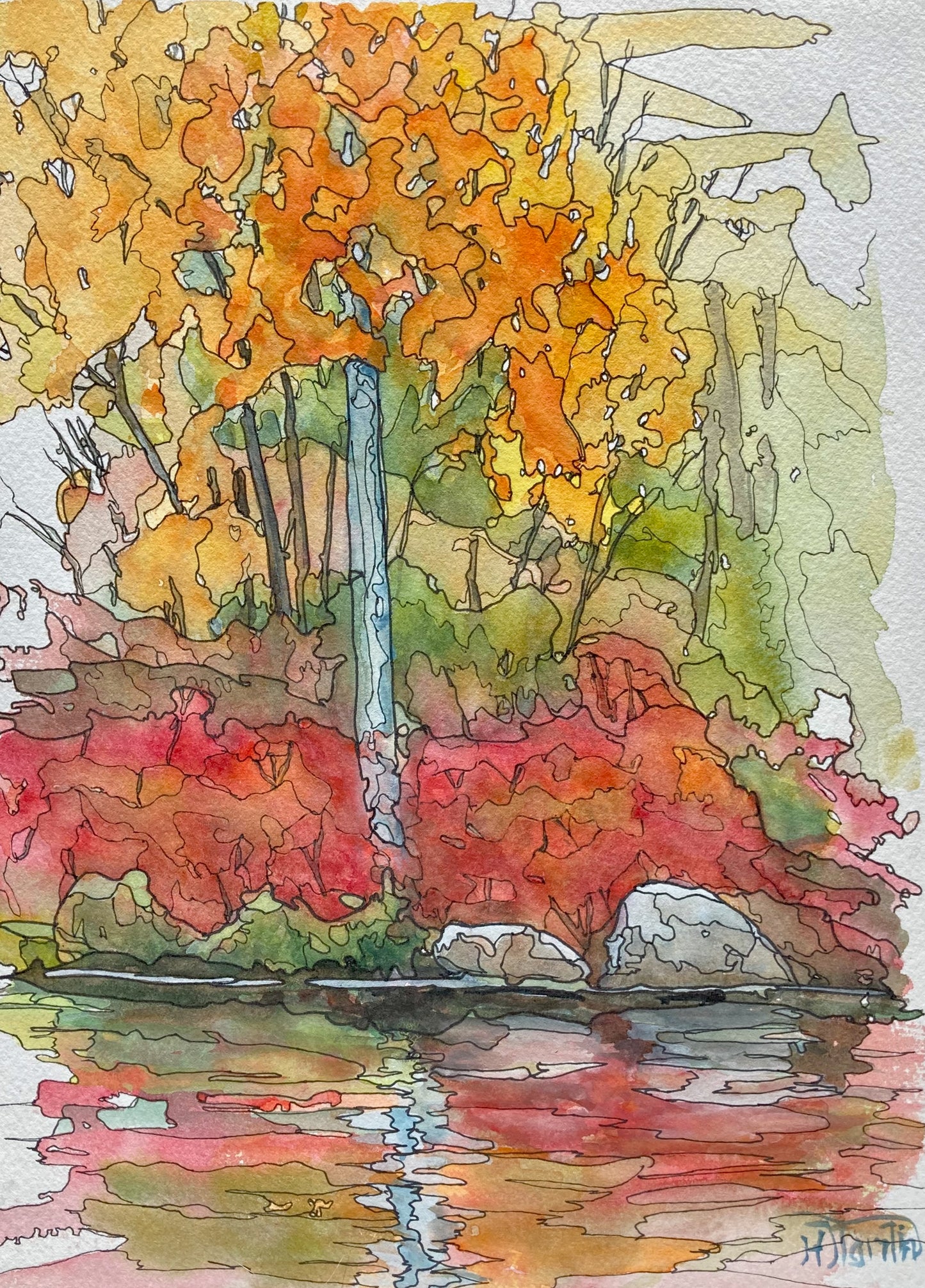 A day in Fall, Oat Lake, NS (9 X 12)