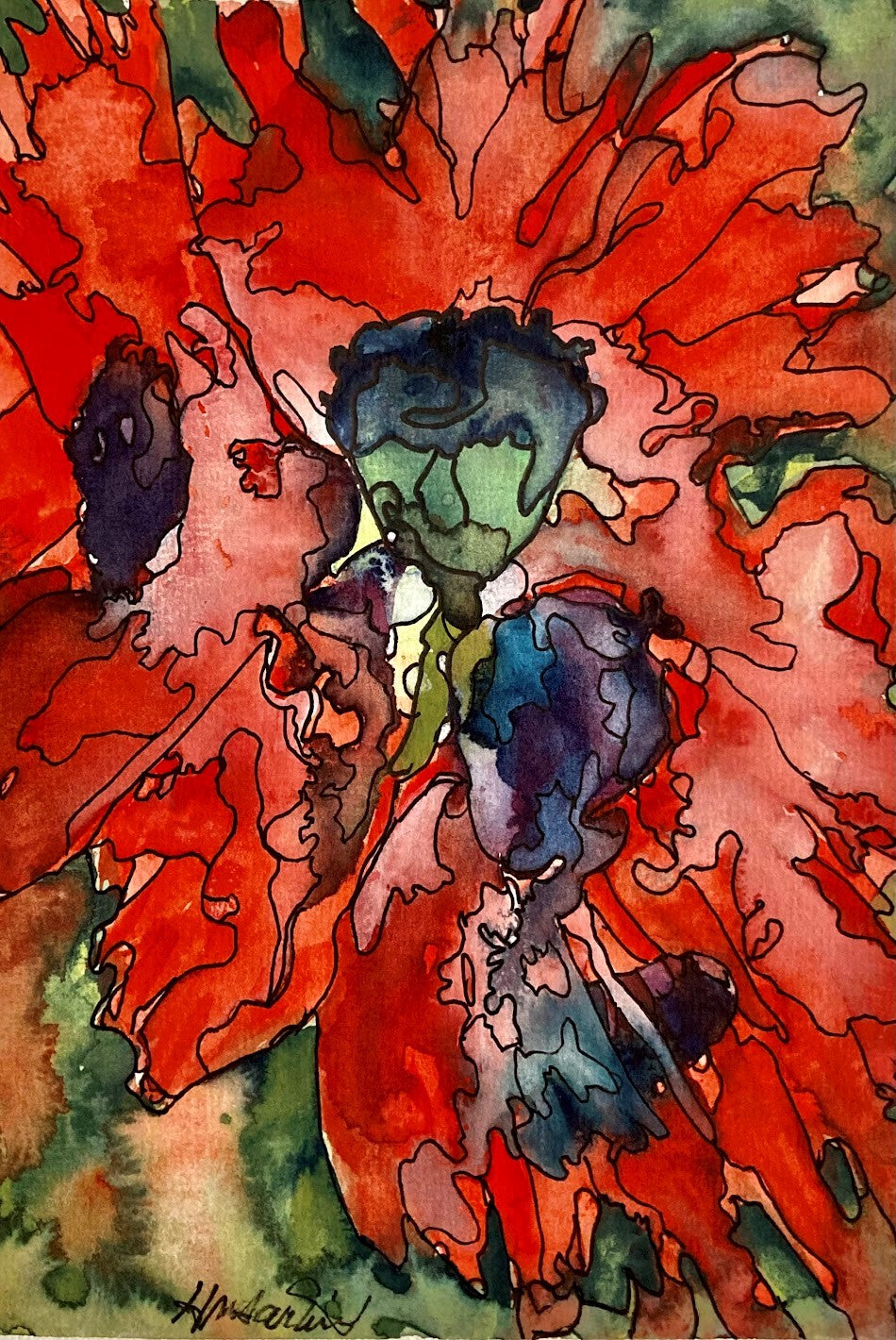 Crazy poppies (6" x 9")