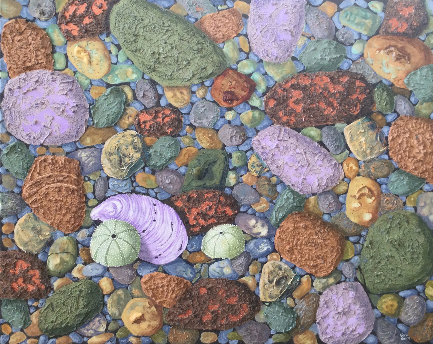 Urchins, mussels and Faces to See (16 X 20)