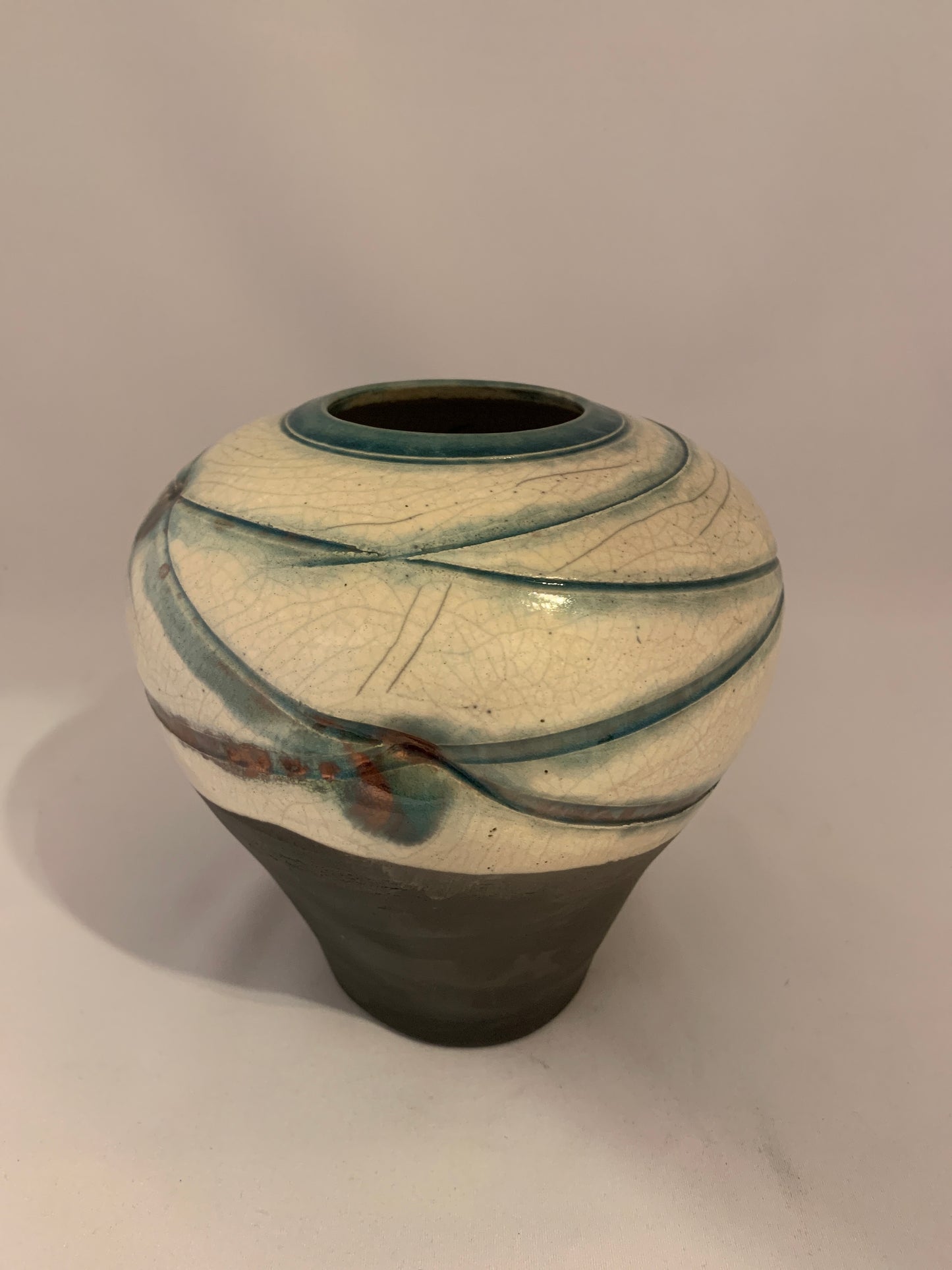Raku Cloud Vase Wide Shouldered