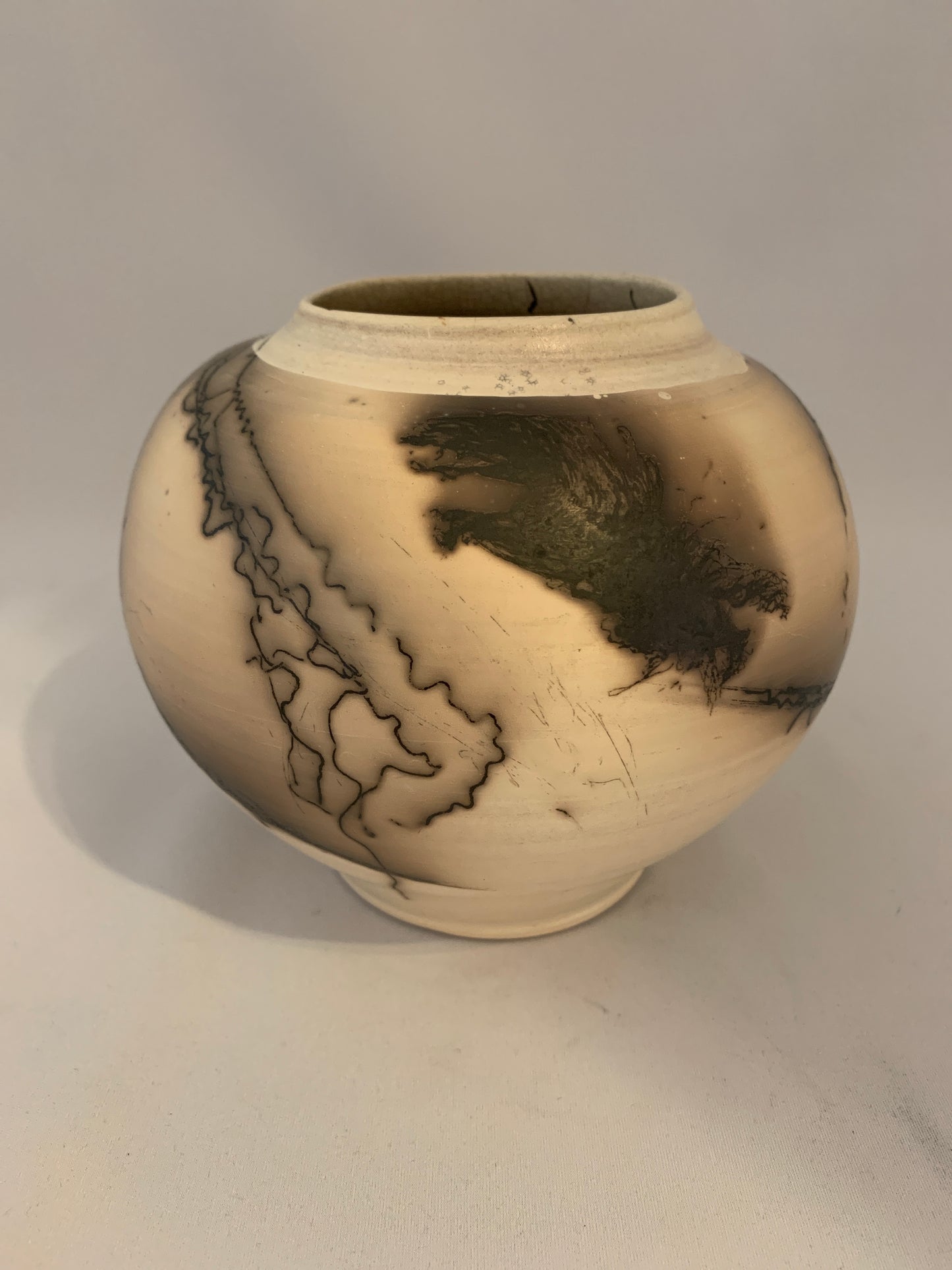 Raku Fired Vase Wide Shouldered