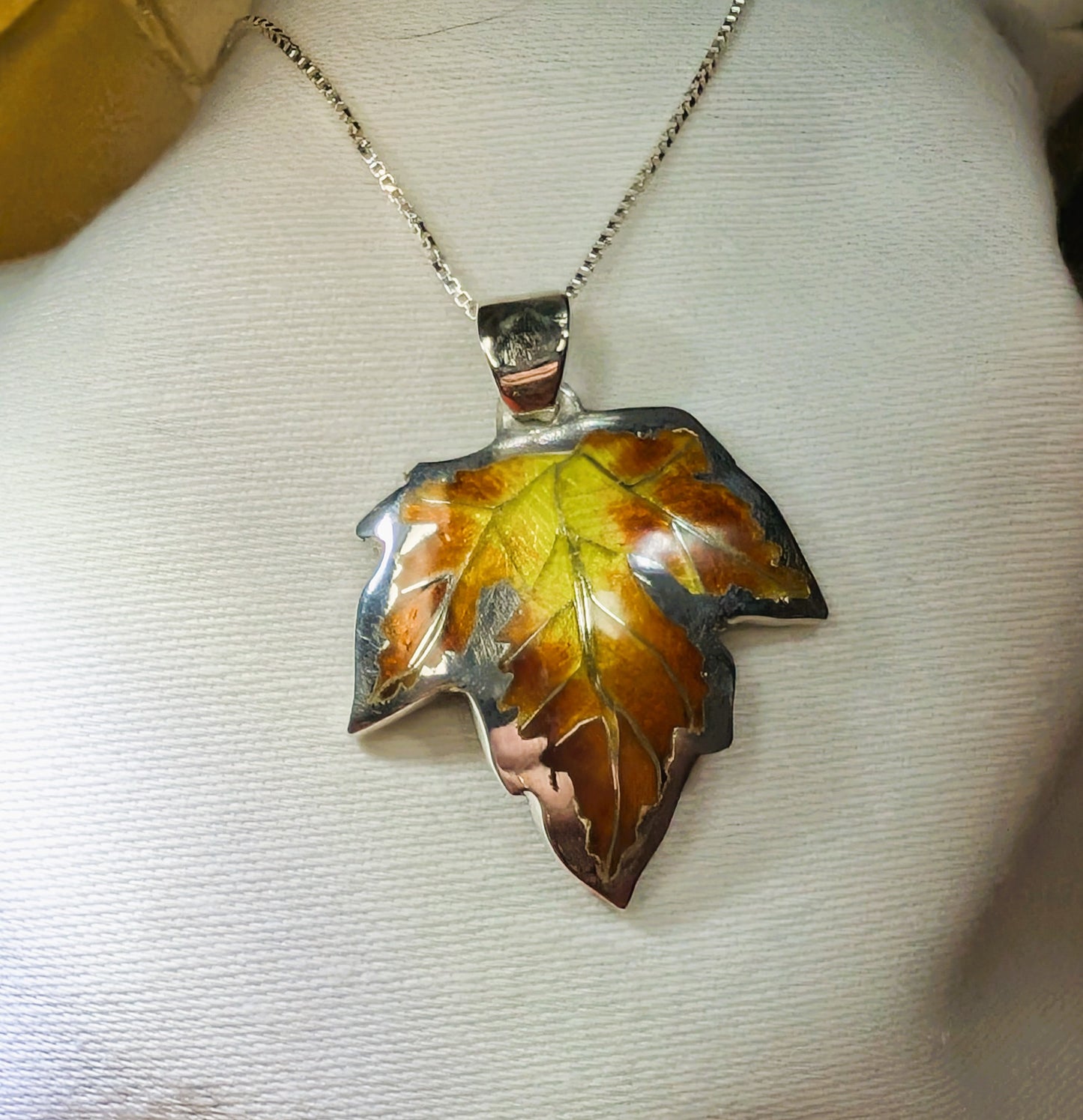 Cloisonne Maple Leaf Necklace