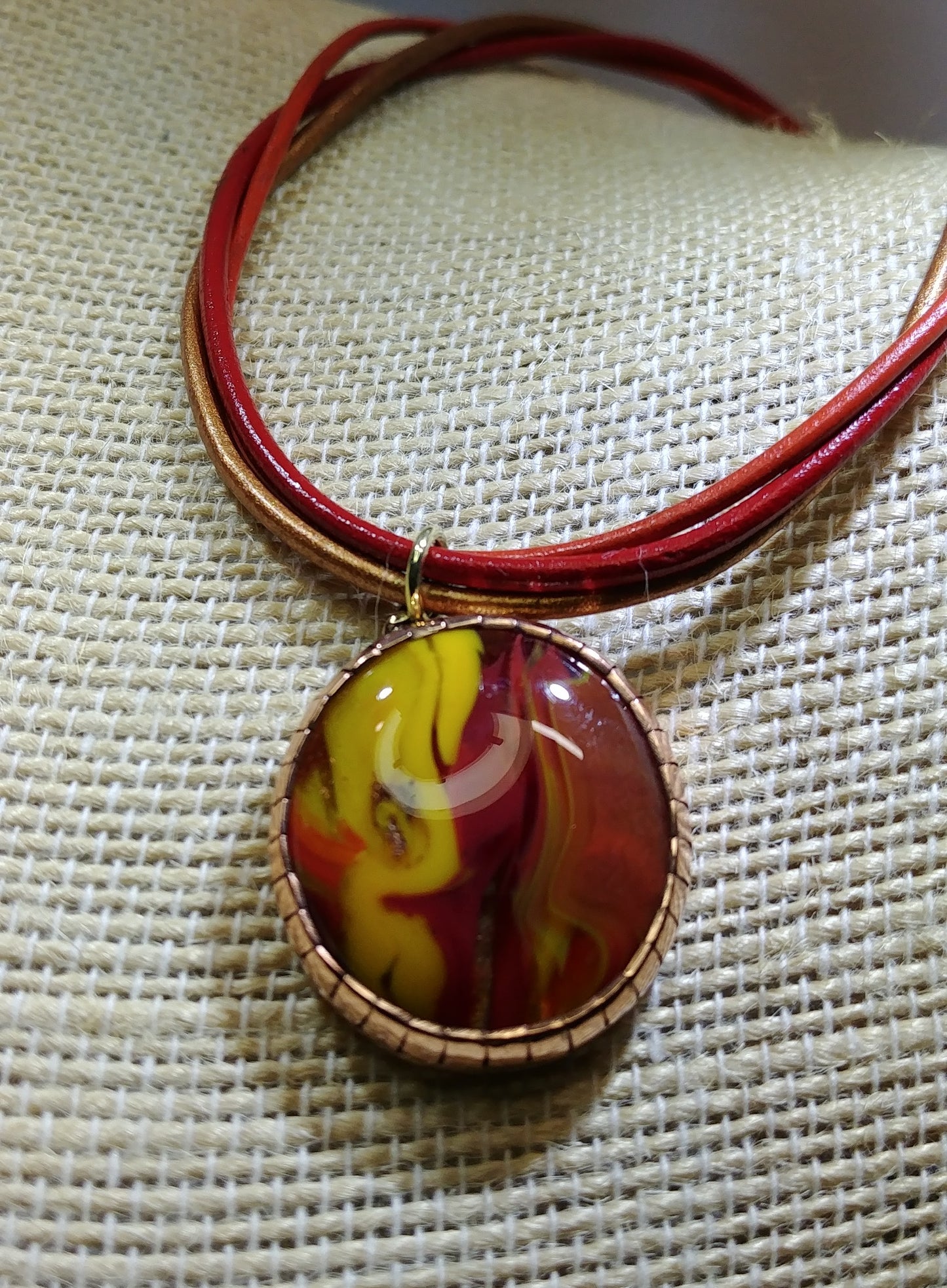 Copper and Tri Leather Necklace
