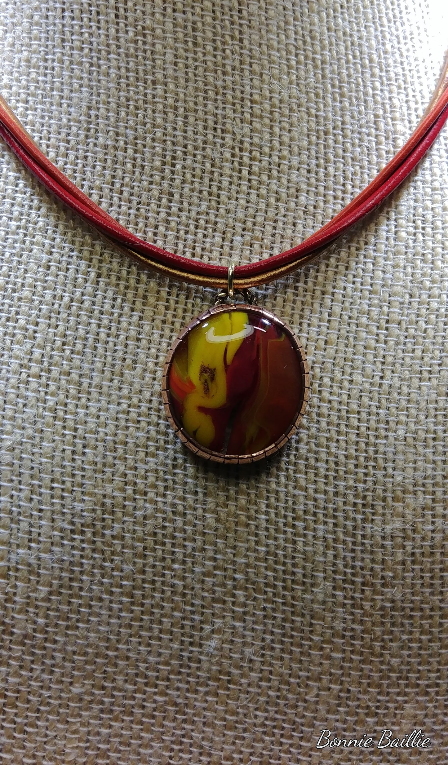Copper and Tri Leather Necklace