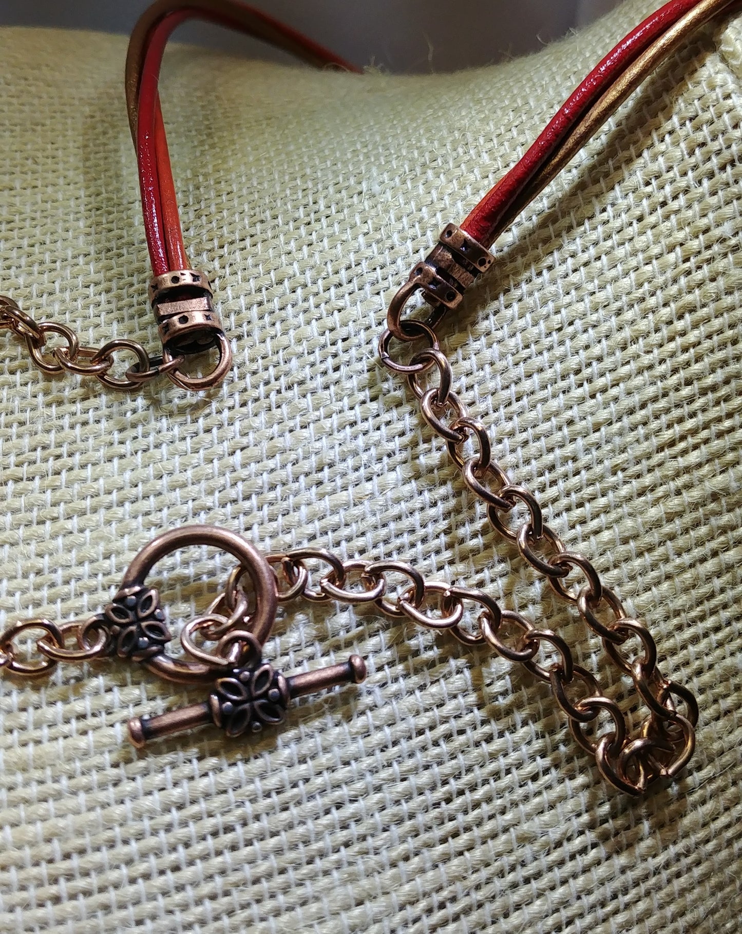 Copper and Tri Leather Necklace