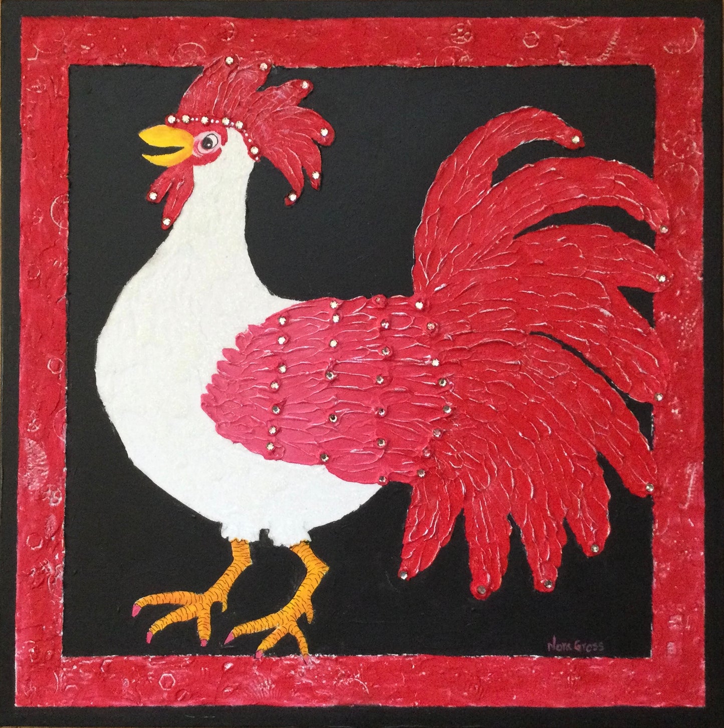 Sometimes Roosters Wear Diamonds (20" x 20")