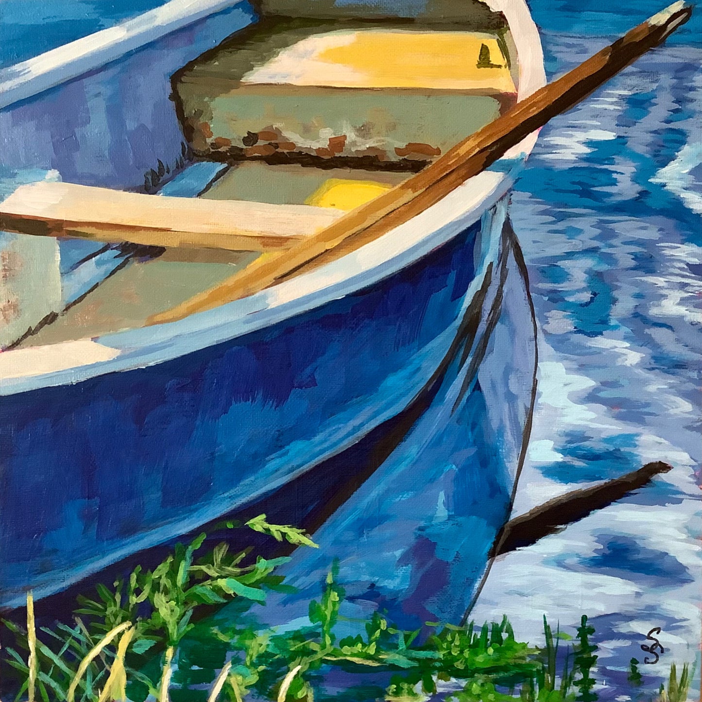 Blue Rowboat (12x12)
