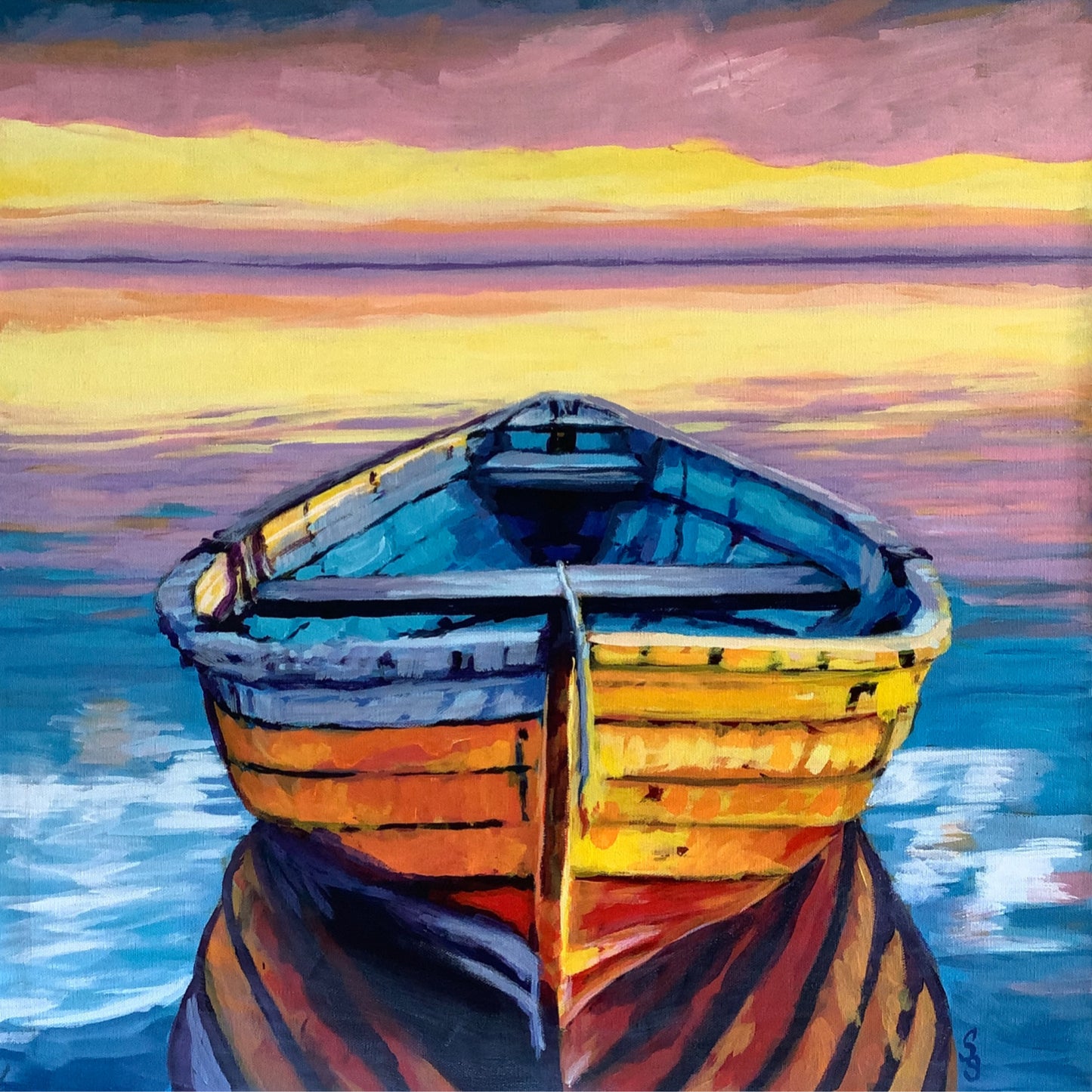 Colourful Rowboat. (24x24)