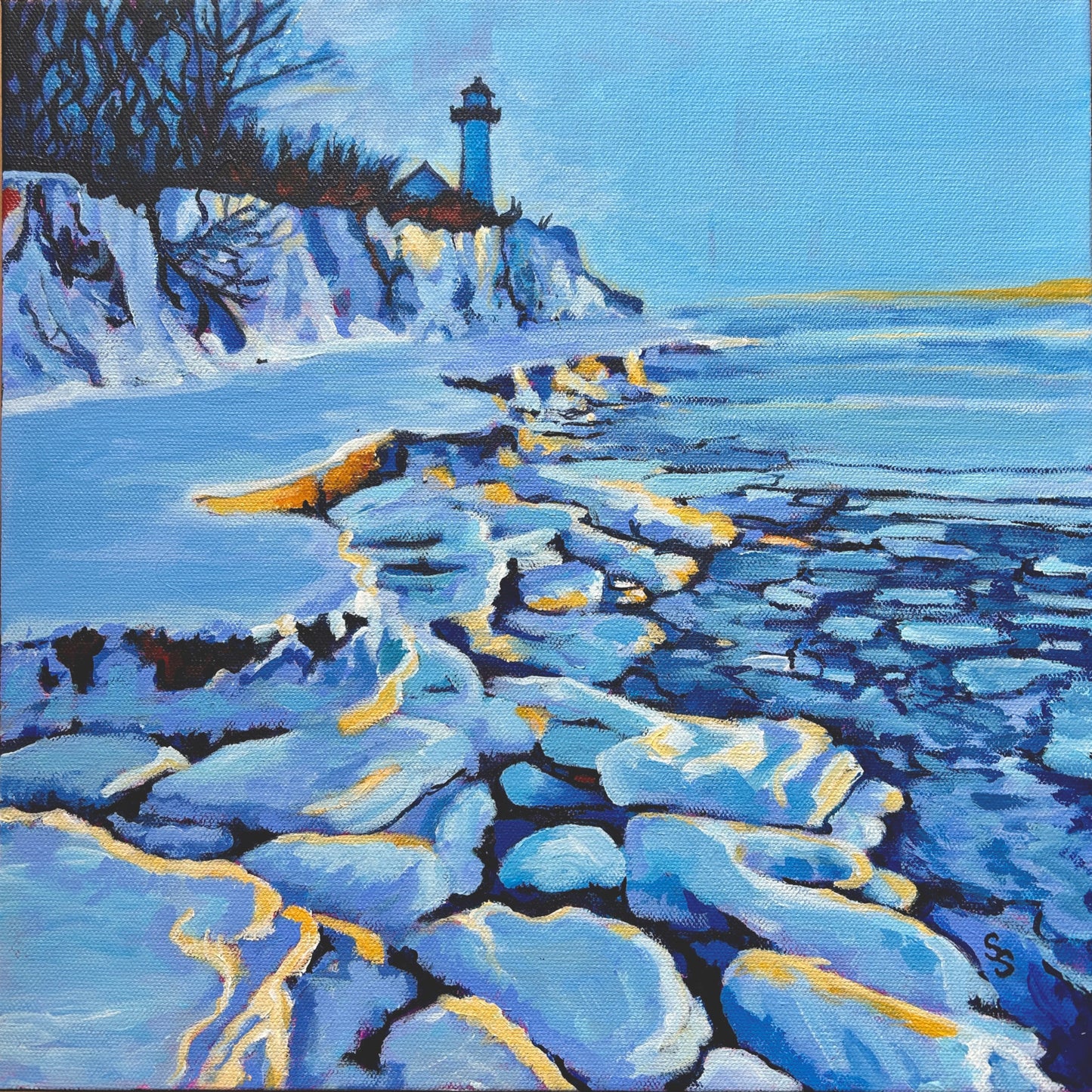 Silent Watch on Winter’s Edge (14” x 14”)