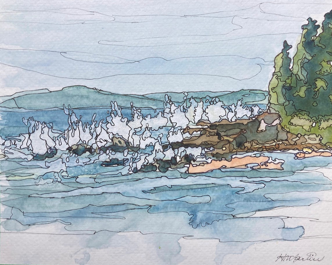 Looking at waves, Blue Rocks NS (8" x 10")