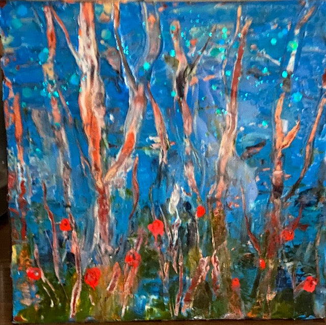 Blue and Sparks 2 (8" x 8")