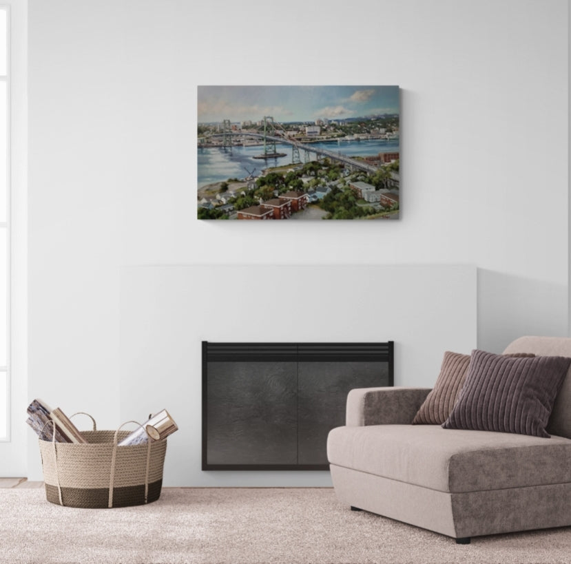 Crossing the Narrows, Macdonald Bridge (24" x 36")