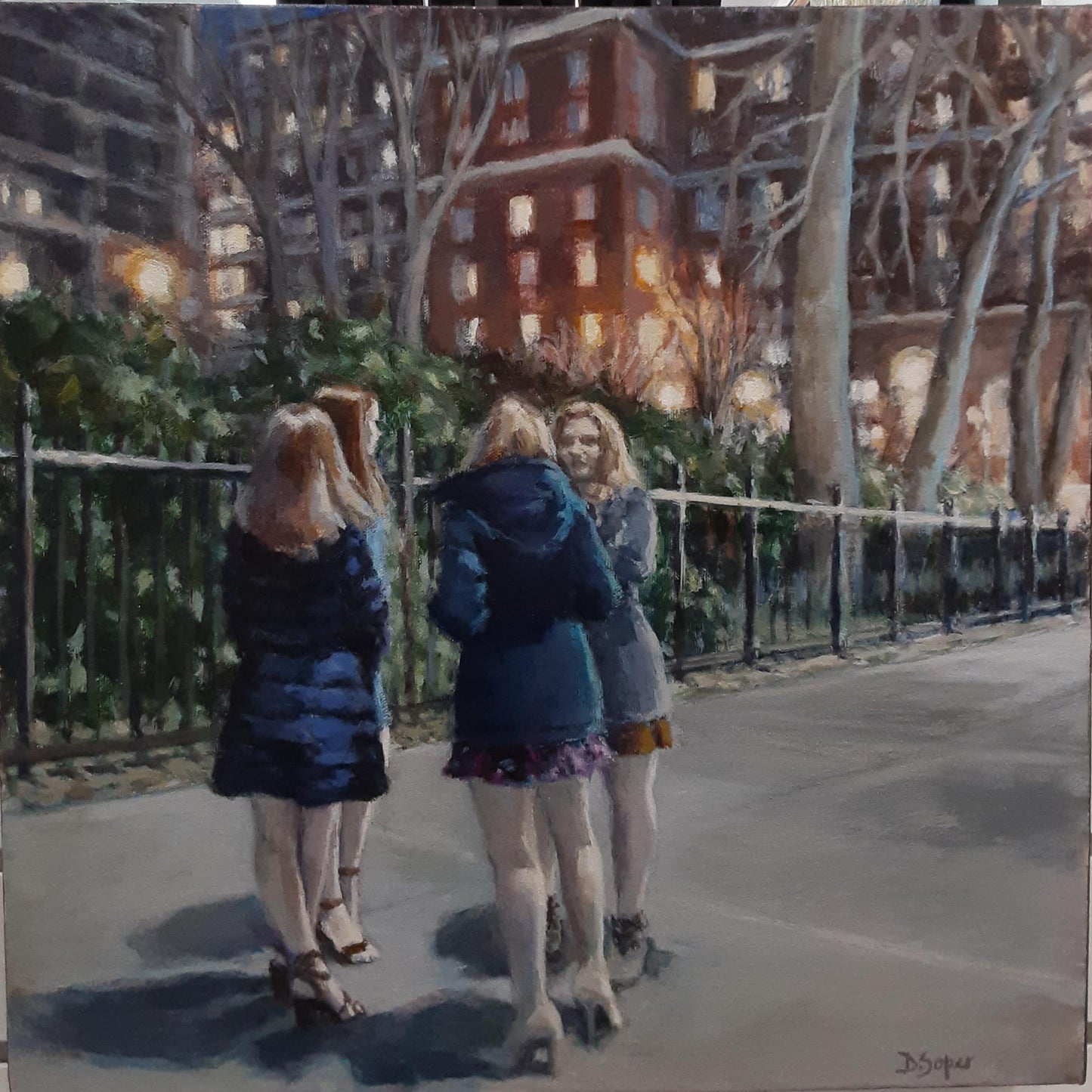Waiting for the Bus (16" x 16")