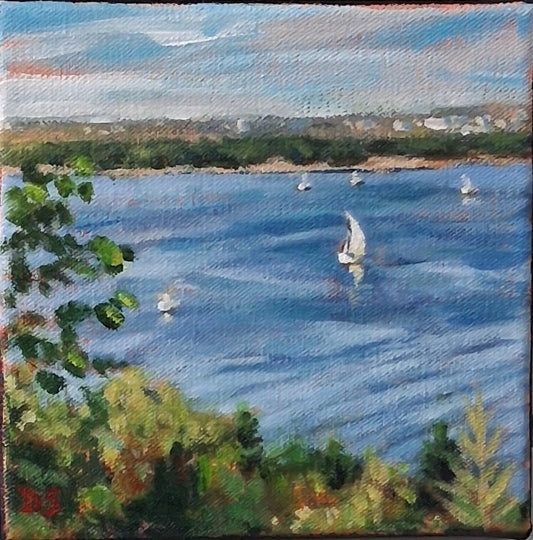 View from York Redoubt, acrylic painting by Denise Soper