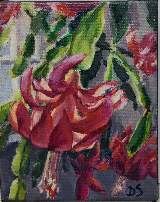 Blooming Cactus, acrylic painting by Denise Soper