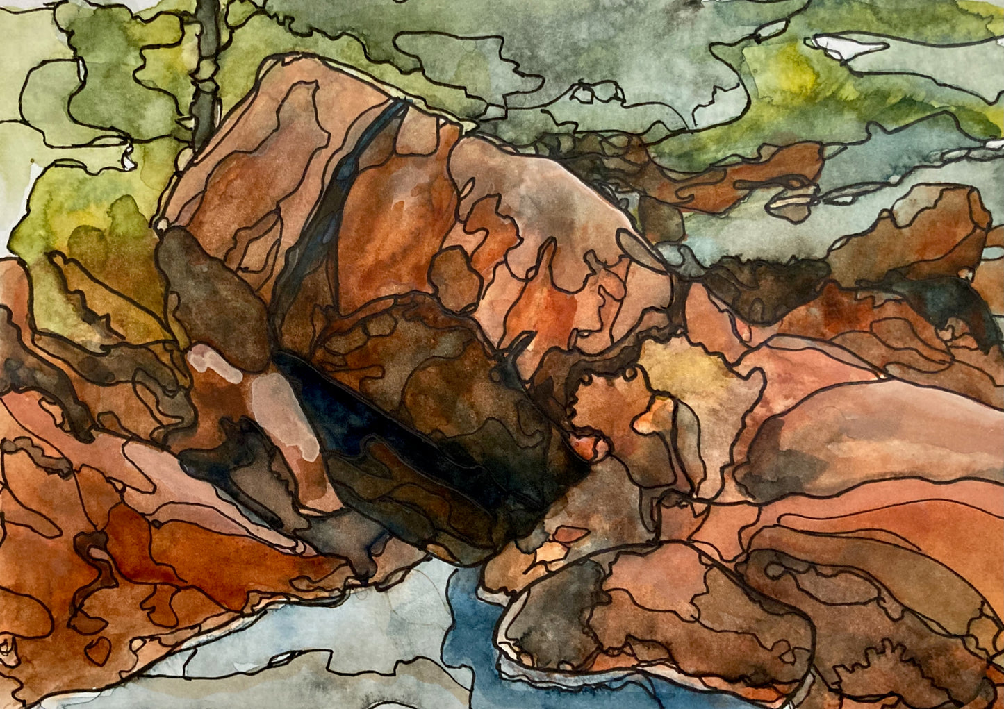 Advocate red rocks I, Bay of Fundy (5"x7")