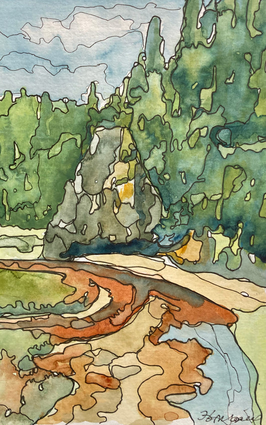 Rock and River, Parsboro, NS (5"x7")