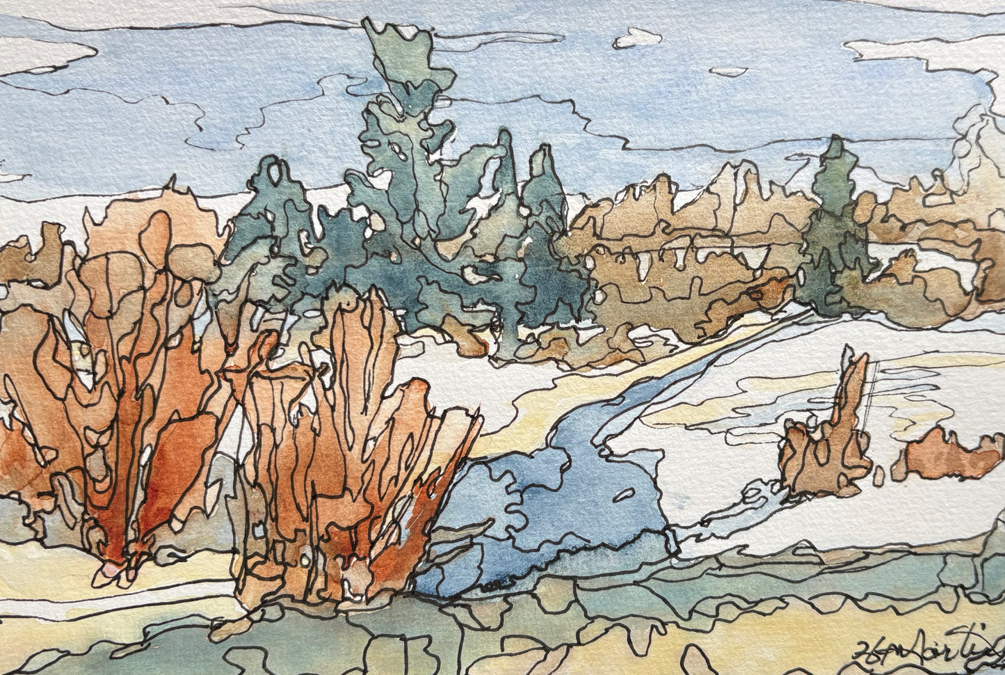 Winter Scene (5" x 7")