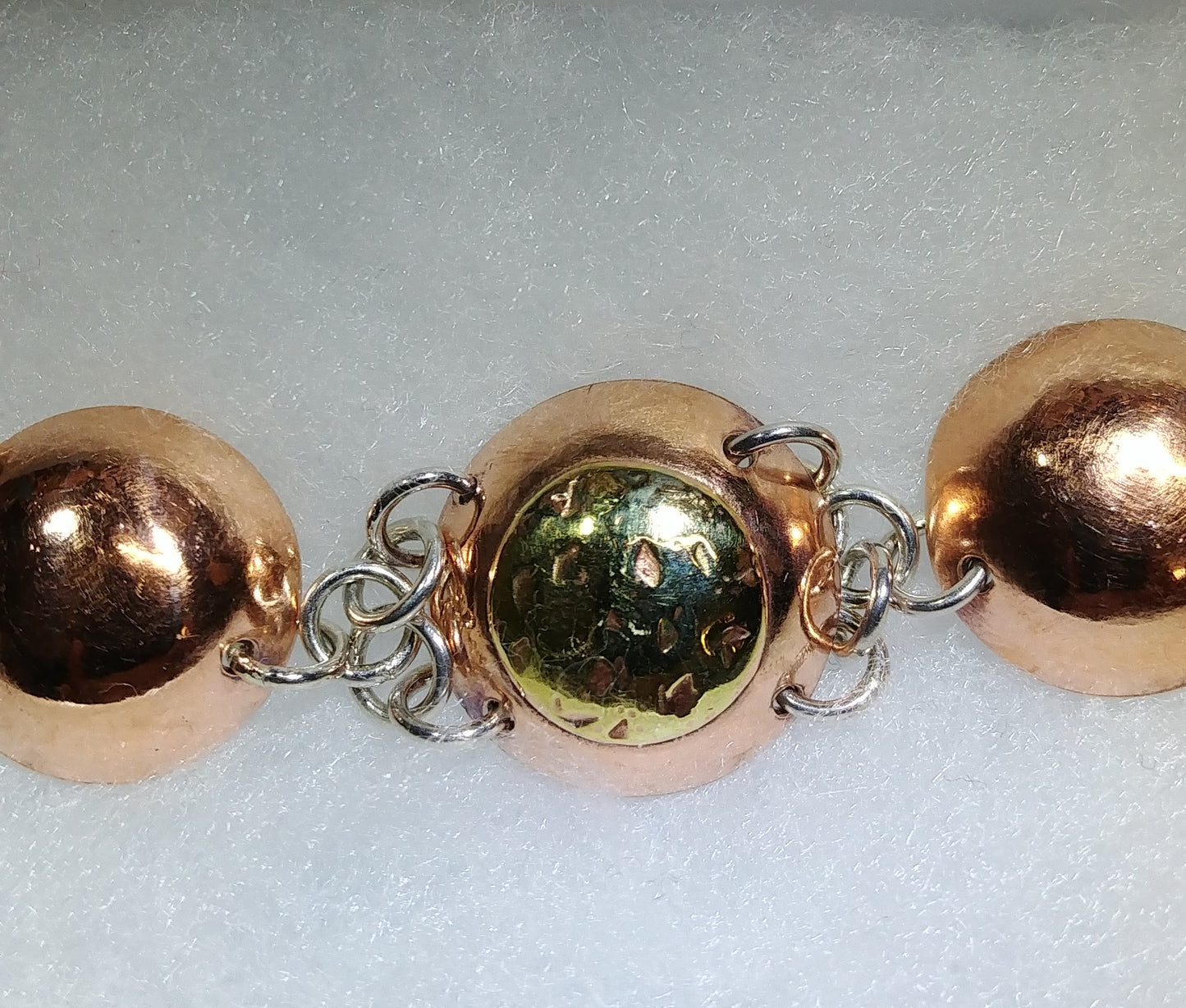 Domed Copper and Brass Bracelet