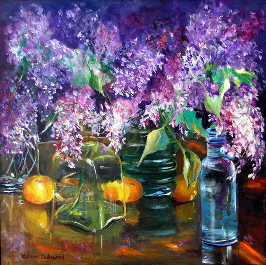 Center Stage in Purple Bloom (24 X 24)