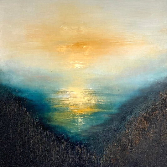 Embrace of Ochre by Gillian Lazanik - original mixed media painting 24x24