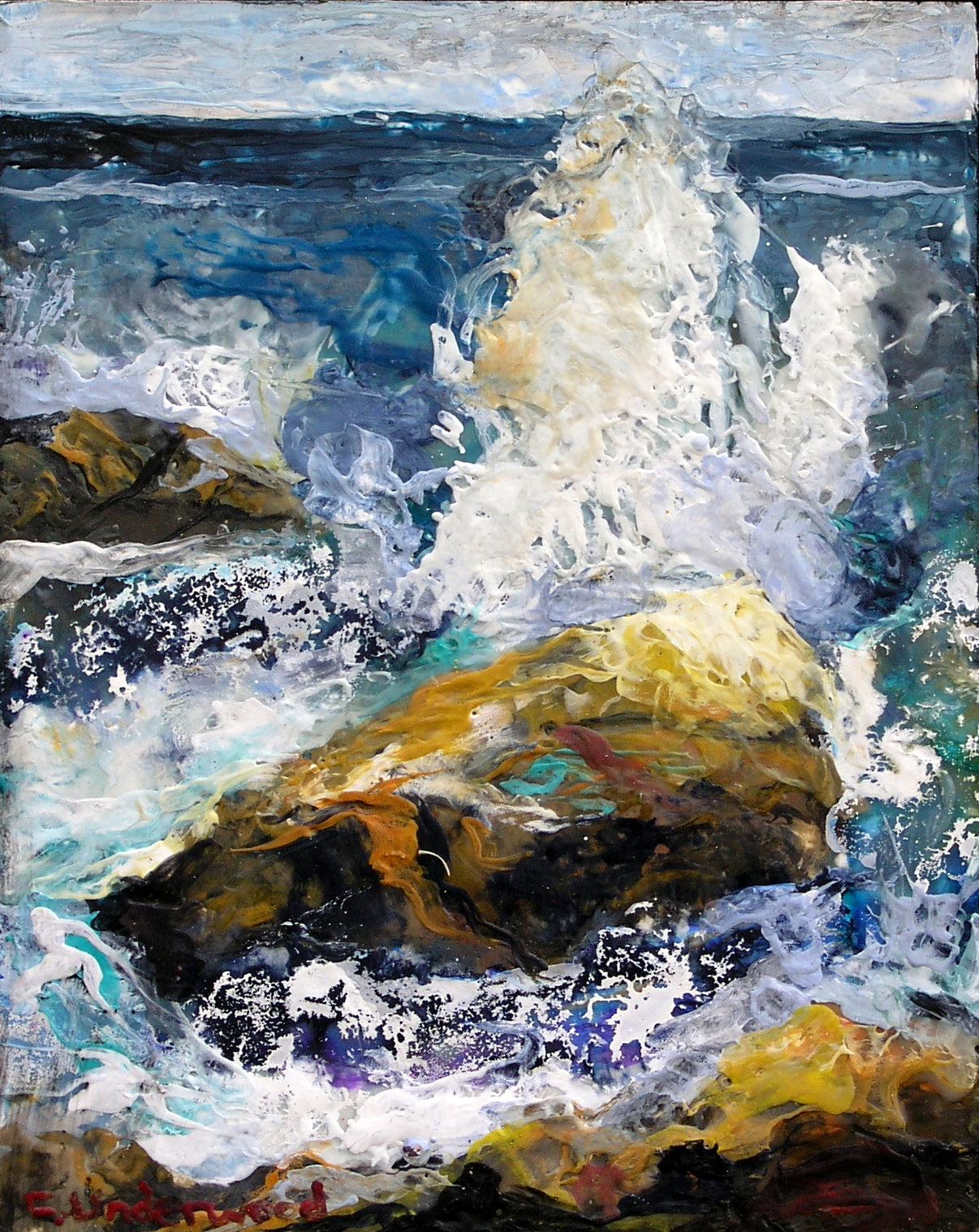 Granite Guardians by Colleen Underwood - Encaustics & Oil, Peggy's Cove Nova Scotia, 8" x 10"