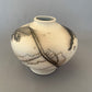 Wide Shouldered Horsehair and Feather Raku Fired Vase
