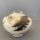 Wide Shouldered Horsehair and Feather Raku Fired Vase