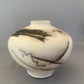 Wide Shouldered Horsehair and Feather Raku Fired Vase