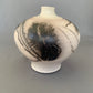 Wide Shouldered Horsehair & Feathers Raku Vase