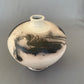 Wide Shouldered Horsehair & Feathers Raku Vase