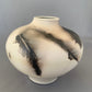 Wide Shouldered Horsehair & Feathers Raku Vase