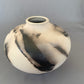 Wide Shouldered Horsehair & Feathers Raku Vase