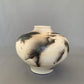 Wide Shouldered Horsehair & Feathers Raku Vase