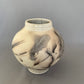 Wide Shouldered Horsehair & Feathers Raku Vase