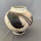 Wide Shouldered Horsehair & Feathers Raku Vase