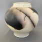 Wide Shouldered Horsehair & Feathers Raku Vase