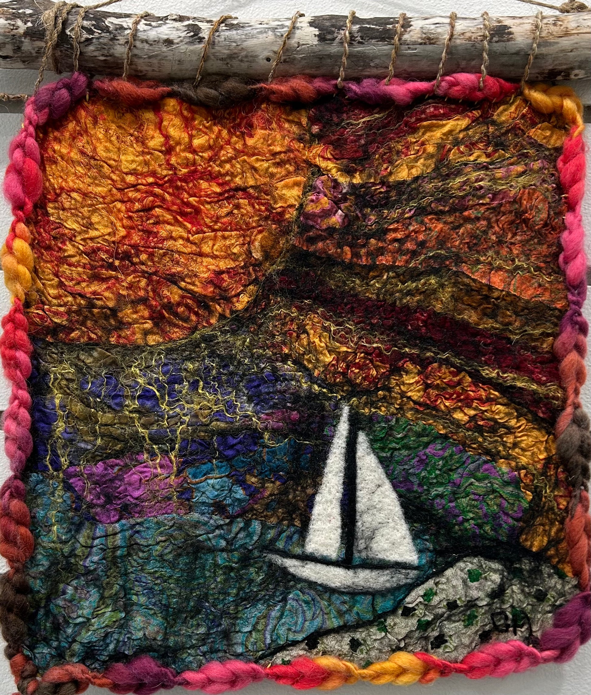 Off the Rocks – felted fibre art wall hanging by Gail Heinze