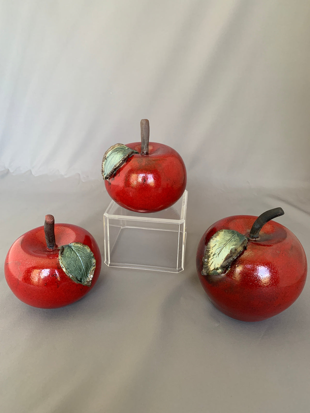 Raku Apple Sculptures JR545a, b, c – group shot