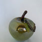 Raku Apple Sculpture JR547 – side view, Granny green crackle glaze