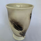 Horsehair & Feathers Raku Vase JR553 – front view with feather markings