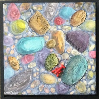 Rock Lobster – framed acrylic by Nora Gross, 8" x 8"