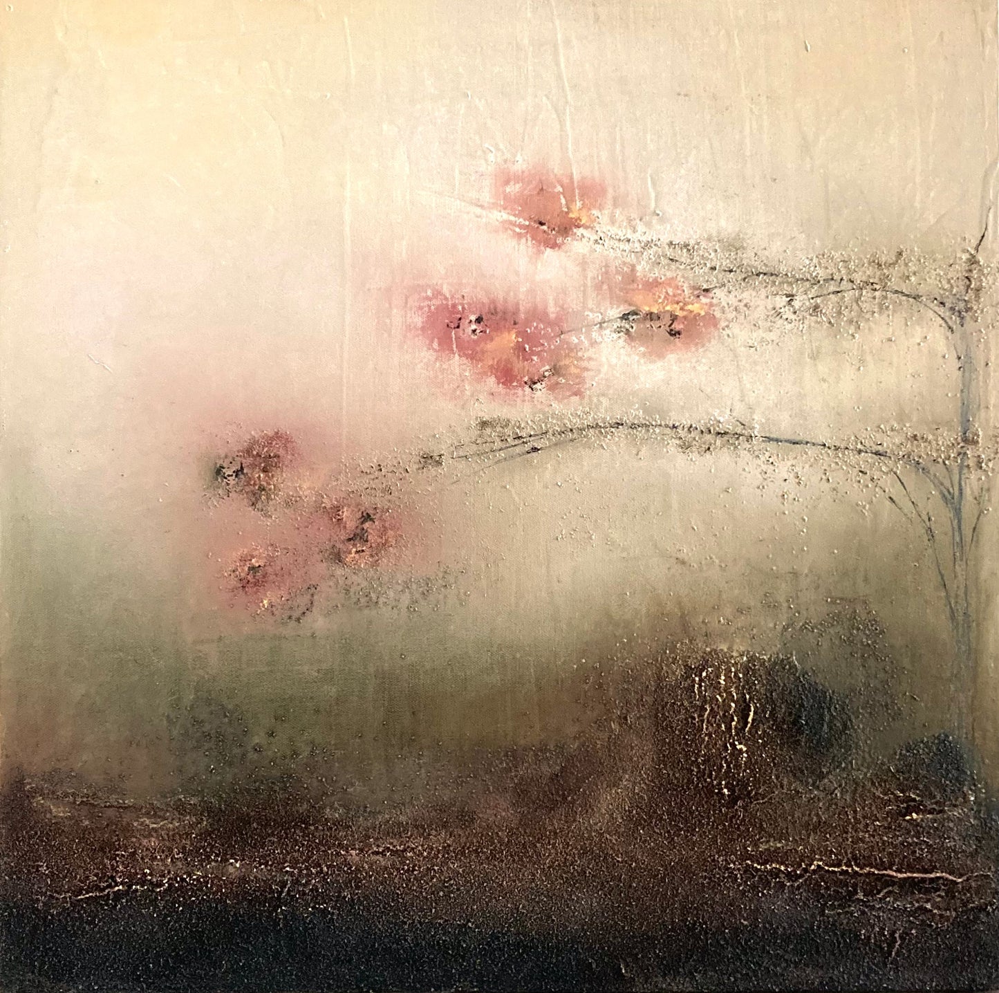 Pale Orchard by Gillian Lazanik - original mixed media painting 24x24