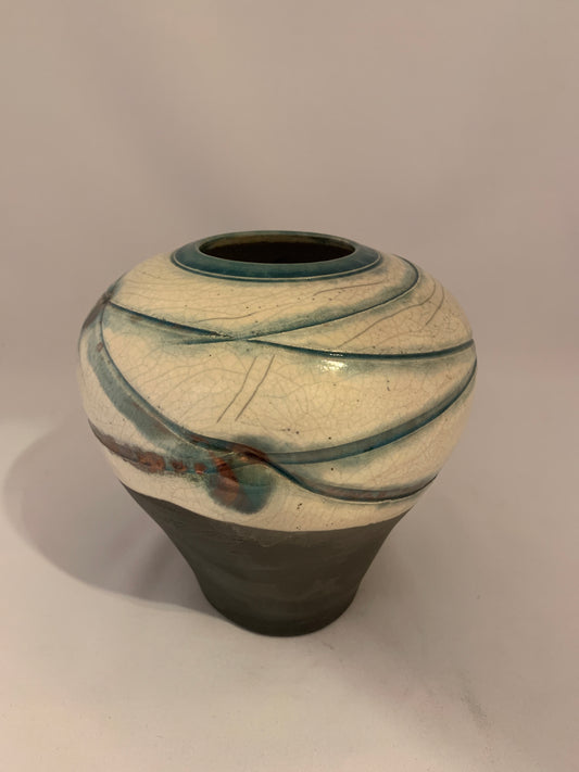 Raku Cloud Vase Wide Shouldered