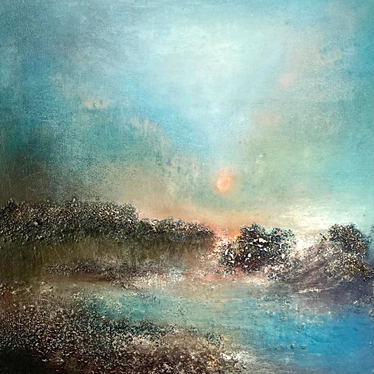 Low Sun, Still Water (12" x 12")