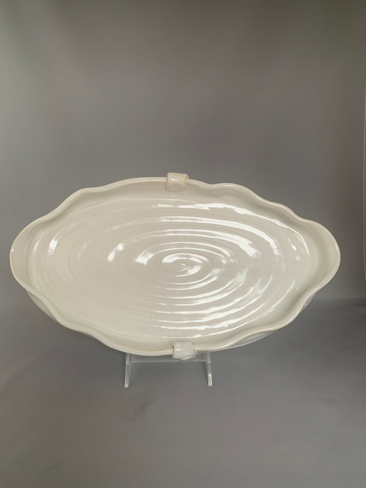 Cloud Platter/Serving Dish - Chun White, Thrown and Altered 16"L x 9"W x 2"h