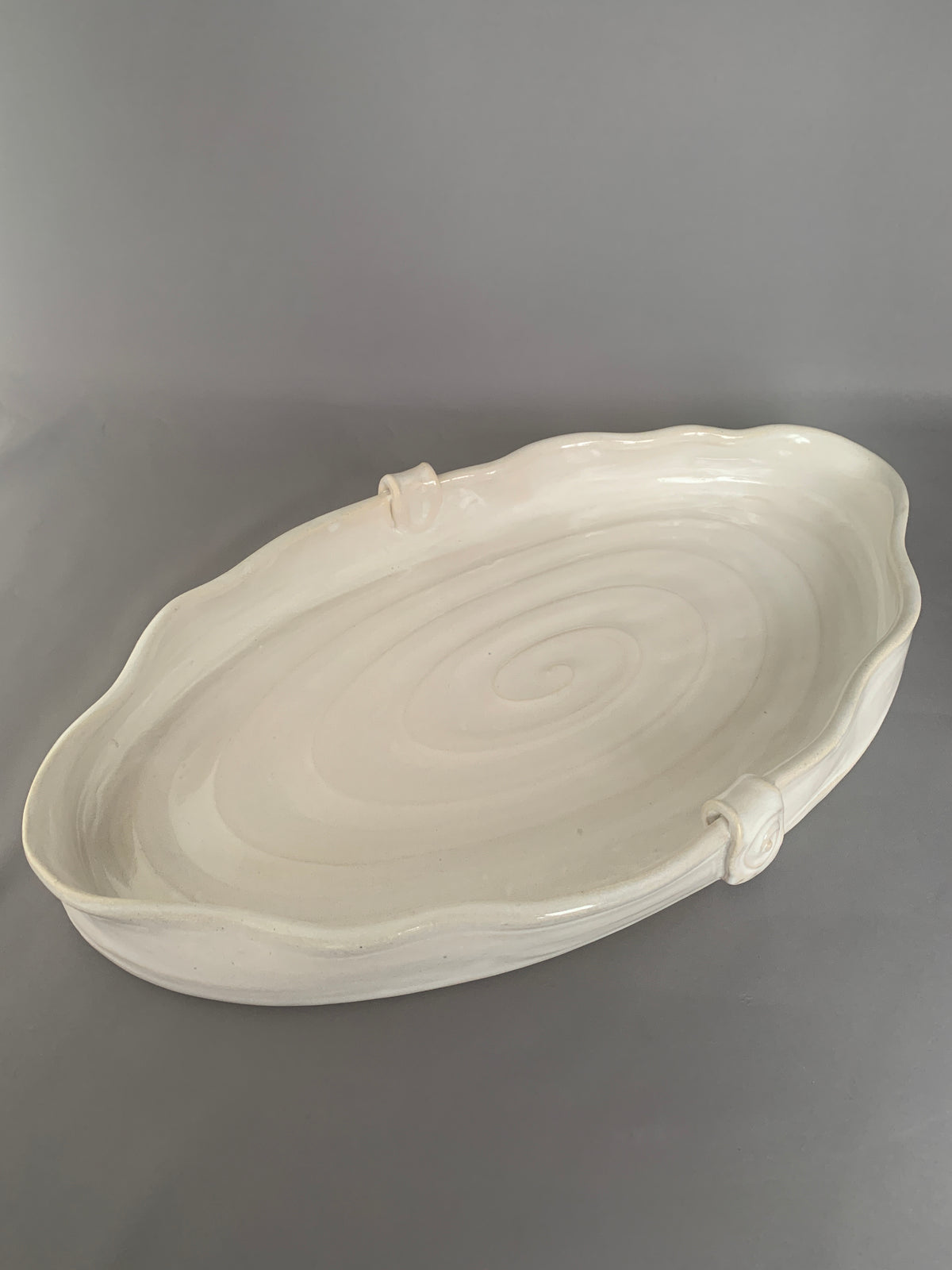 Cloud Platter/Serving Dish - Chun White, Thrown and Altered 16"L x 9"W x 2"h