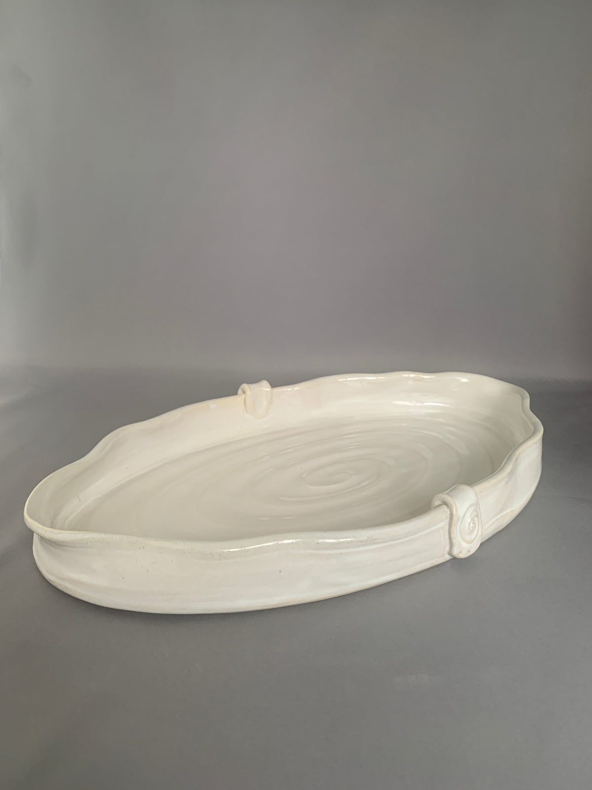 Cloud Platter/Serving Dish - Chun White, Thrown and Altered 16"L x 9"W x 2"h