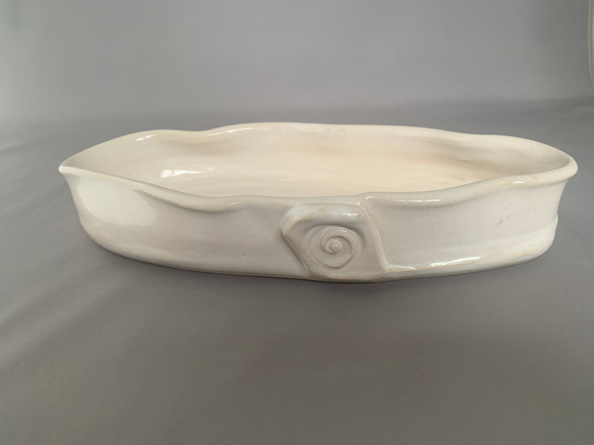 Cloud Platter/Serving Dish - Chun White, Thrown and Altered 11"L x 6"W x 1¾"h
