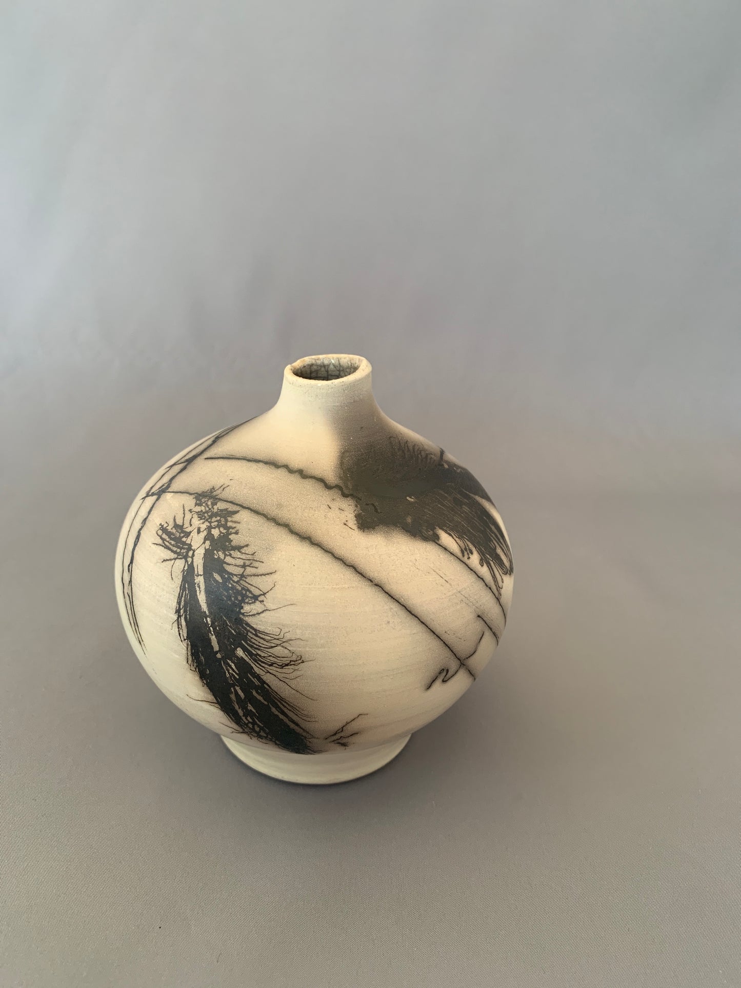 Wide Shouldered Raku Fired Vase